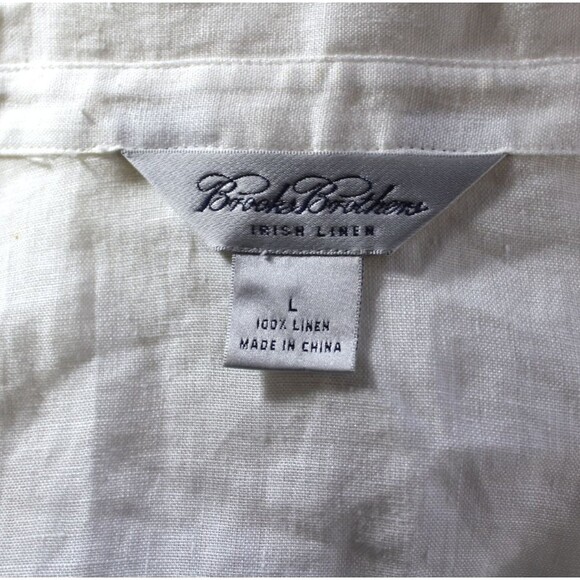 Brooks Brothers Irish Linen Blouse White V-Neck Sleeeless Button Front Sz Large - Picture 5 of 5